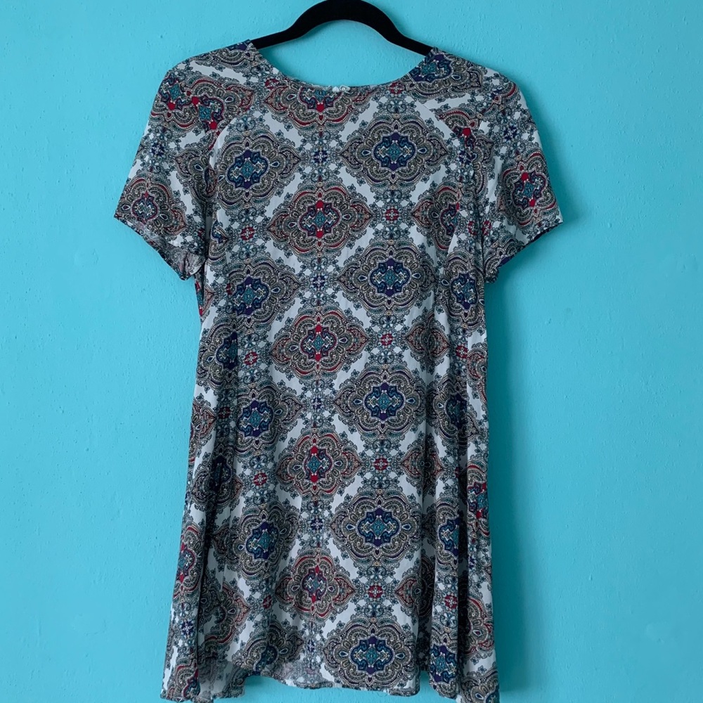 Short Multicolor Dress with Zipper 100% Cotton